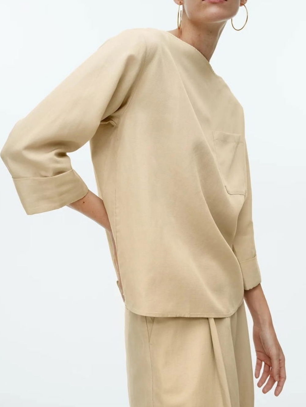 Boat Neck Blouse In Beige Size Small / EU 36
